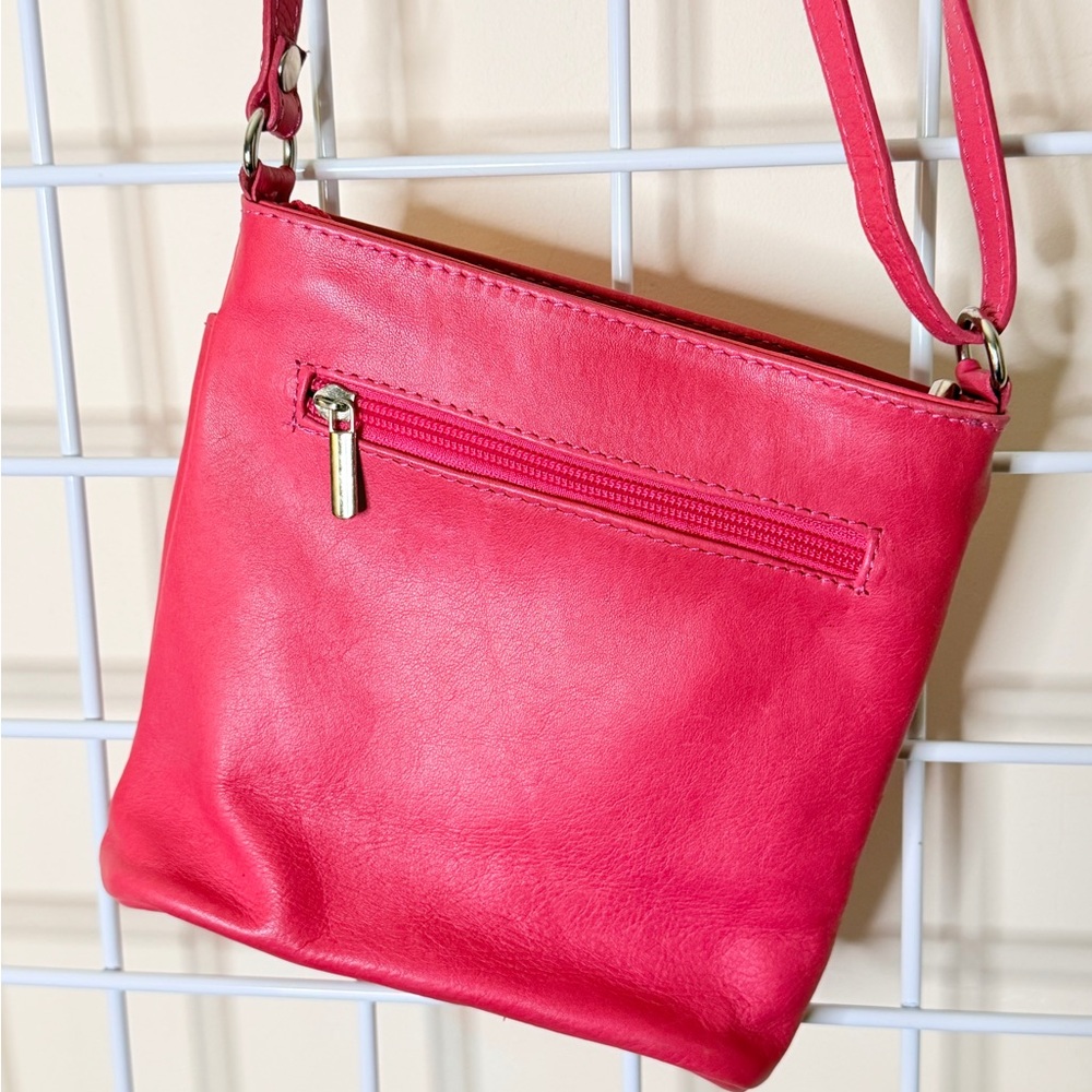Source Unknown Bright Pink Leather Crossbody Bag … - image 7